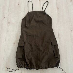 Superdown Army Green Windbreaker Style Fabric Summer Dress Size Small